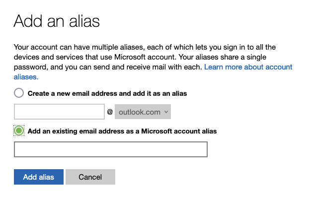 Outlook Alias